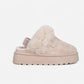 Beige platform clogs