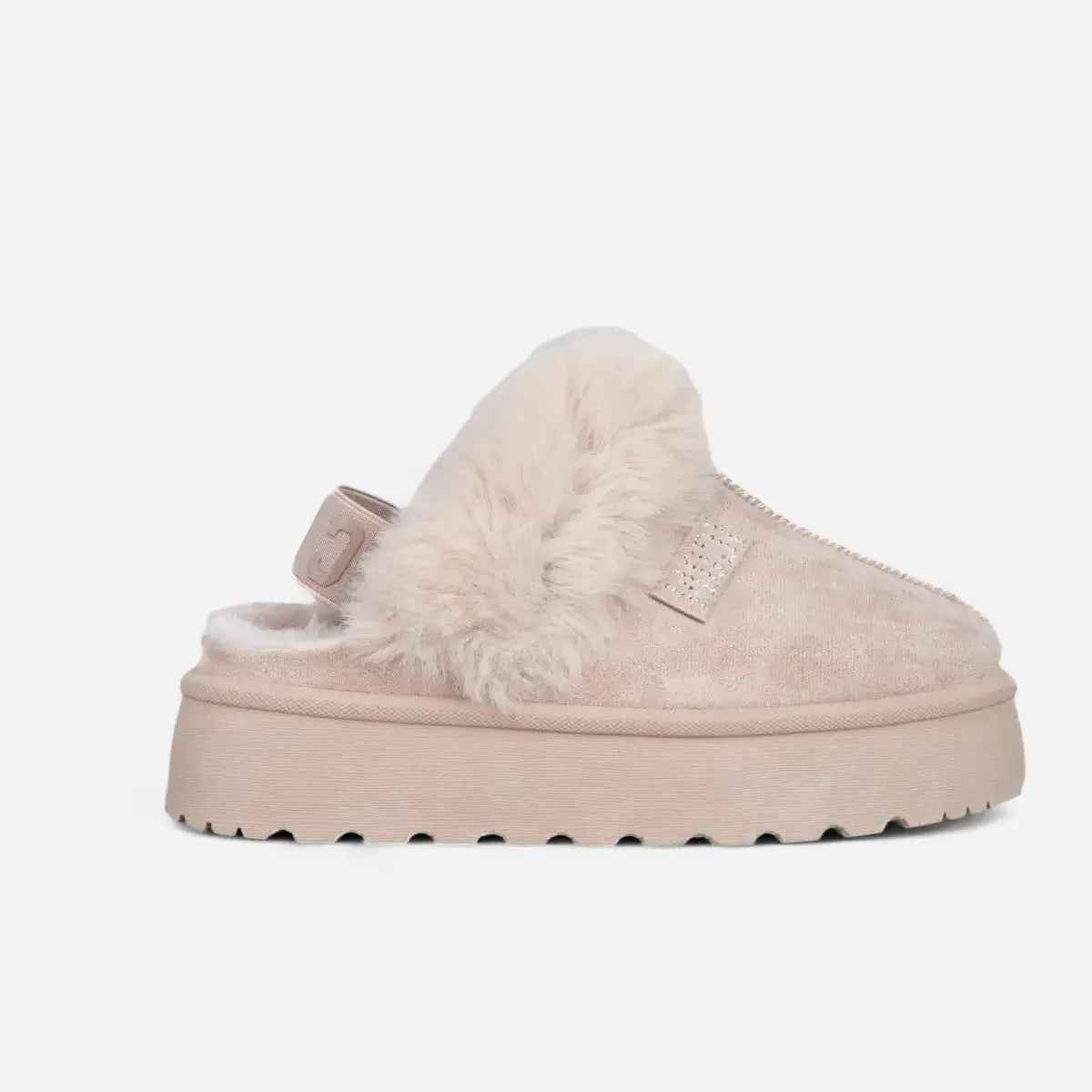 Beige platform clogs