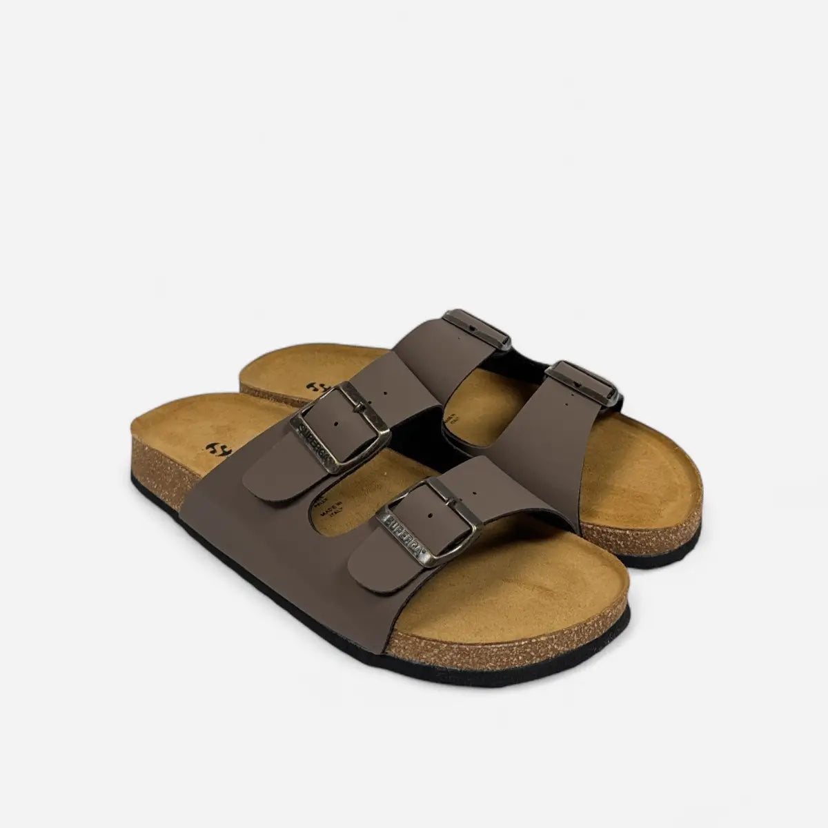 Brown buckle sandals